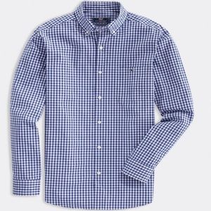 Men’s XL Vineyard Vines Slim Fit Whale Shirt Gingham Blue